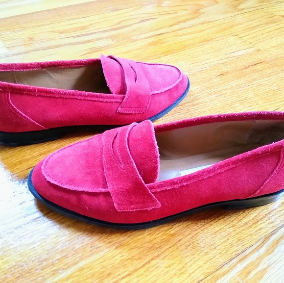 ETIENNE AIGNER Scarlet Red Suede Shoes Size 6 - Picture 2 of 5